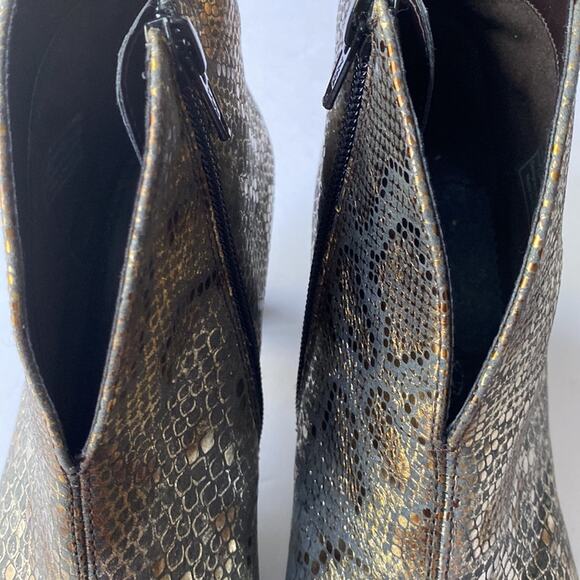 ARA Luftpolster 7 booties fall ankle boots winter heeled RARE Snakeskin metal - Picture 9 of 16